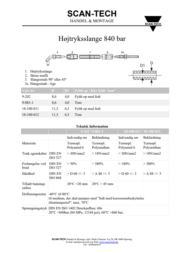 

Højtryksslange 840 bar

